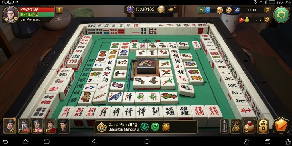 Screenshot gameplay KENZO188 menampilkan keseruan mencocokkan ubin Mahjong.