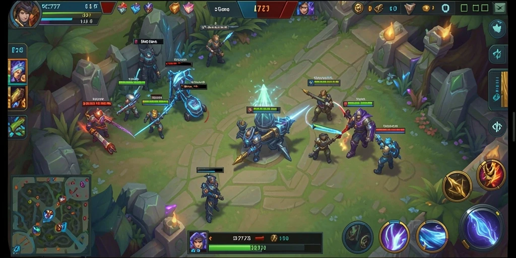 Tampilan gameplay MOBA yang mendebarkan dan seru.