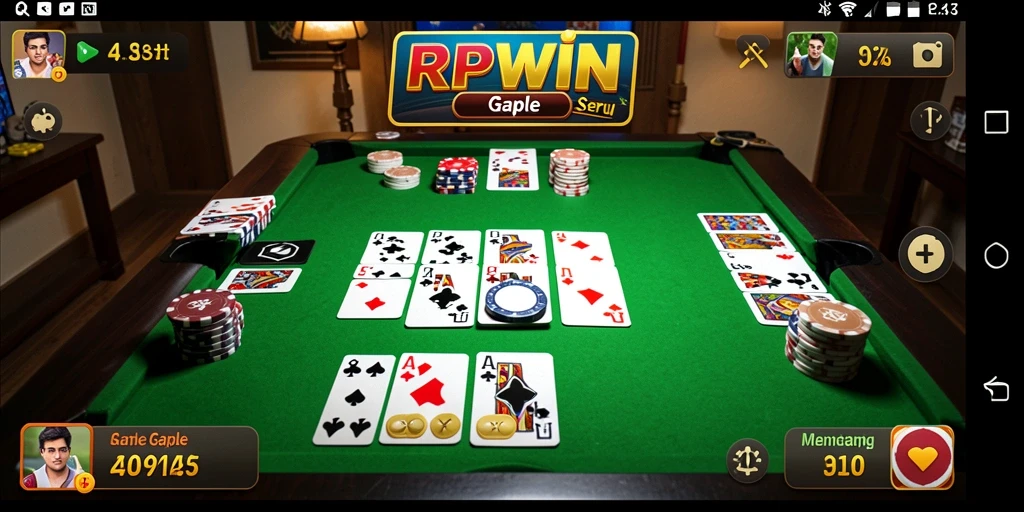 Tampilan seru di game Gaple RPWIN saat bermain dengan teman.
