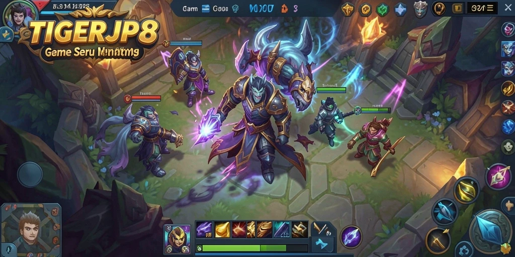 Screenshot gameplay utama TIGERJP88 dengan pertarungan intens.